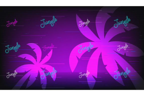 Palm Trees Retro Futuristic Style Vector Review
