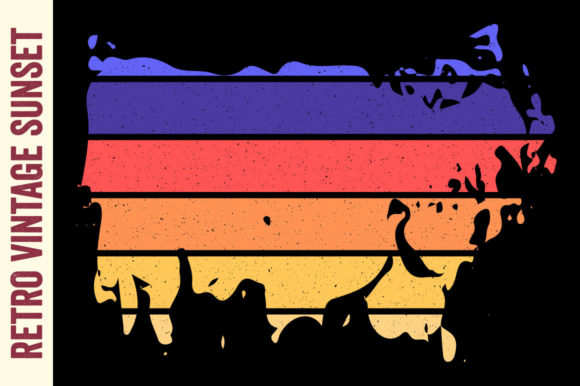 Retro Sunset Vintage Striped Brush Beach