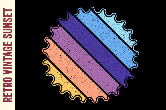 Retro Vintage Sunset Badge 60s, 80s