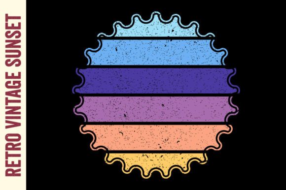Retro Vintage Sunset Badge Striped 60s