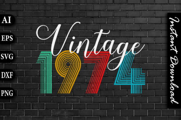 Vintage 1974 Retro Color Birthday Design Review